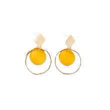 New arrival popular design yellow summer personality girls gifts big hoop cute trendy earrings